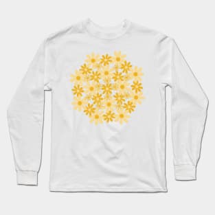 Golden Flower Circle (white background) Long Sleeve T-Shirt